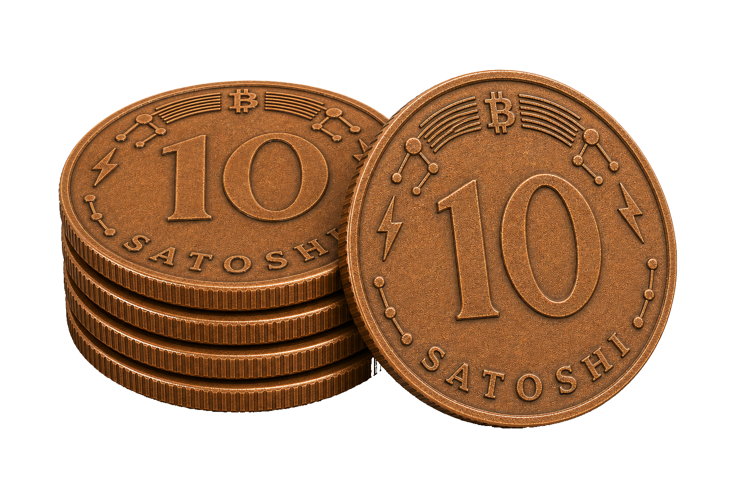 Stack of 10-satoshi coins